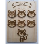 Panneau des émotion thème chat et prénom "lina"