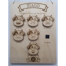 Panneau des émotions enfant en bois – Prénom personnalisé – Jeu éducatif