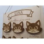 Panneau des émotion thème chat et prénom "lina" - vue de près