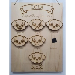 Panneau des émotions enfant en bois – Prénom personnalisé – Jeu éducatif