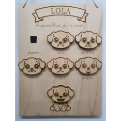 Panneau des émotions enfant en bois – Prénom personnalisé – Jeu éducatif