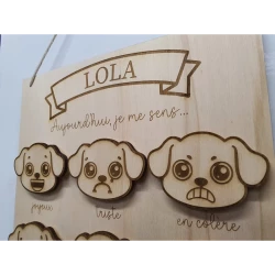 panneau des émotions thème chien avec prénom "lola"- vue de près