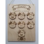 panneau des émotions thème vache avec prénom "tiago"