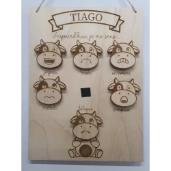 Panneau des émotions enfant en bois – Prénom personnalisé – Jeu éducatif