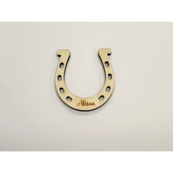 Marque place fer à cheval en bois gravé personnalisé pour mariage, affichage seul