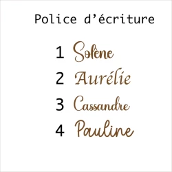 Marque place rond en bois pour verre, présentation des polices d'écriture