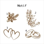 Marque place rond en bois pour verre, présentation des motifs