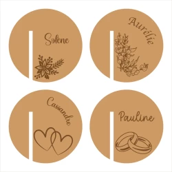 Marque place rond en bois pour verre, présentation des modèles