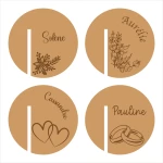 Marque place rond en bois pour verre, présentation des modèles