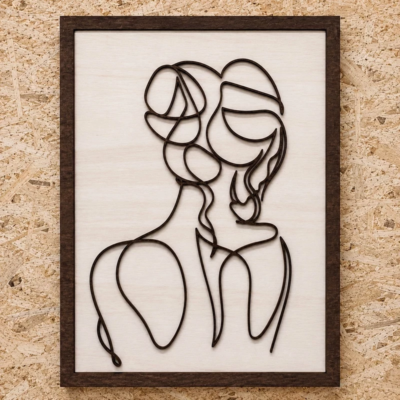 Décoration murale femme de dos en bois – Line art délicat et charmant