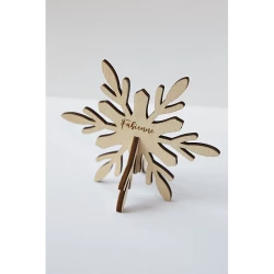 Marque-place flocon 3D en bois pour les fêtes