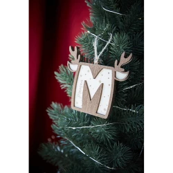 Suspension de Noël avec initiale et prénom en bois
