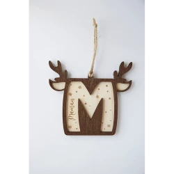 Suspension de Noël avec initiale et prénom en bois