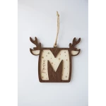Suspension de Noël avec initiale et prénom en bois