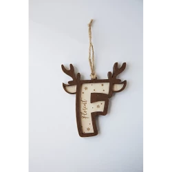 Suspension de Noël avec initiale et prénom en bois
