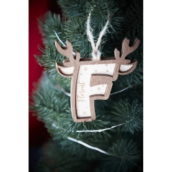 Suspension de Noël avec initiale et prénom en bois