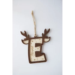 Suspension de Noël avec initiale et prénom en bois