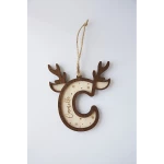 Suspension de Noël avec initiale et prénom en bois