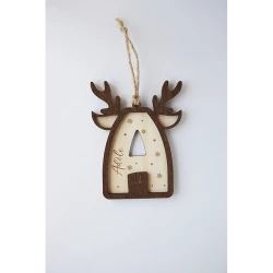 Suspension de Noël avec initiale et prénom en bois