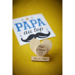 Bouchon personnalisé Papa ou Maman avec cœur en bois