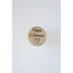 Bouchon personnalisé Papa ou Maman avec cœur en bois