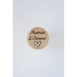 Bouchon personnalisé Papa ou Maman avec cœur en bois