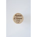 Bouchon personnalisé Papa ou Maman avec cœur en bois