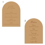 Menu gravé et numéro de table personnalisé en bois