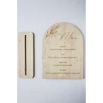 Menu gravé et numéro de table personnalisé en bois
