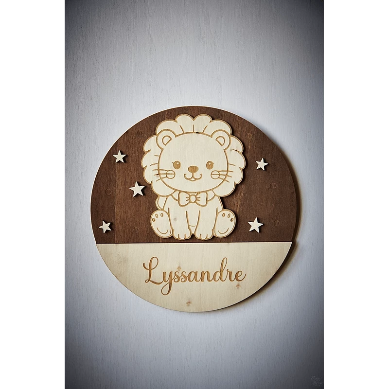 Décoration animaux et ciel étoilé avec prénom en bois