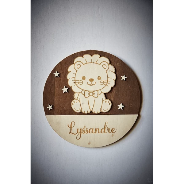 Décoration animaux et ciel étoilé avec prénom en bois