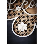 Fleur effet rotin avec prénom et infos de naissance en relief