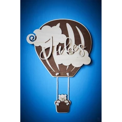 Montgolfière avec ourson et prénom en relief