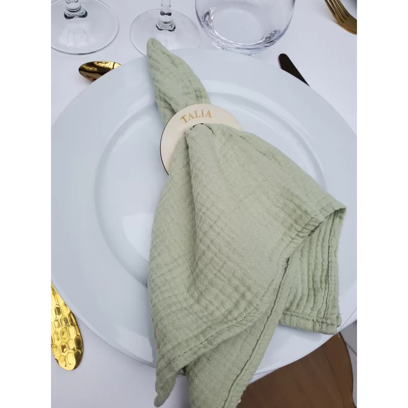 Rond de serviette marque-place bois personnalisé mariage