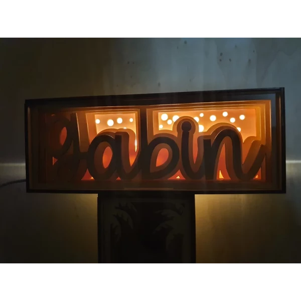 Boite à lumière prénom horizontale, éclairage doux et chaleureux