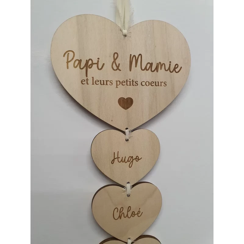 Décoration murale Papi et Mamie et leurs petits coeurs vue de près