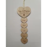 Décoration murale Papi et Mamie et leurs petits coeurs, applique murale avec 5 prénoms