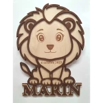 Décoration murale petit lion avec prénom "marin"
