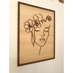 Décoration murale visage de femme floral effet relief - vue de côté