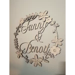 Décoration murale couronne florale grand format – 1 ou 2 prénoms – 50 cm