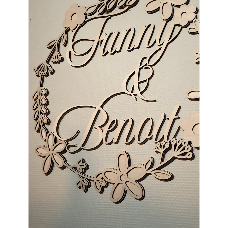 Couronne florale grand format 2 prénoms 50cm